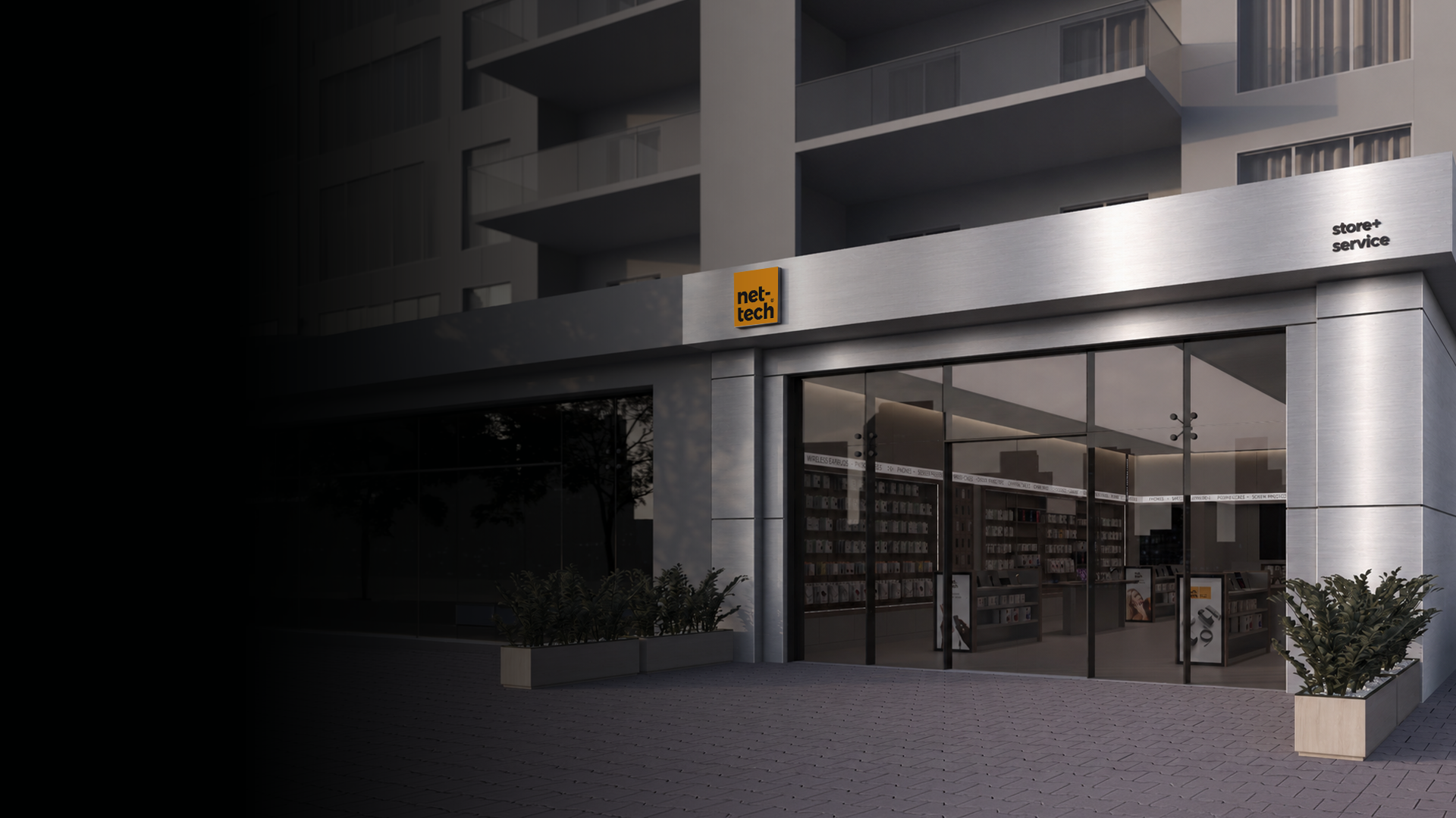Cadde üzerindeki Nettech Store+Service mağazası