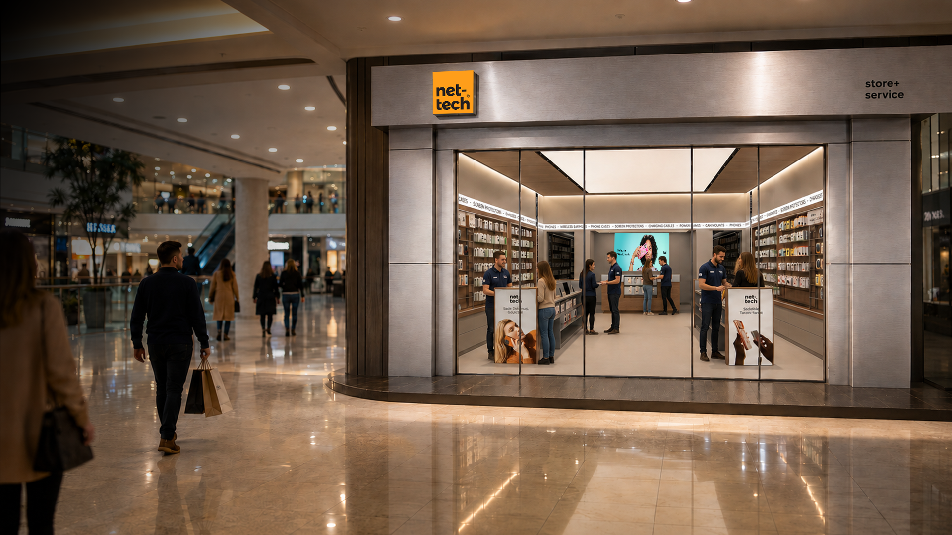 Alışveriş merkezindeki Nettech Store+Service mağazası